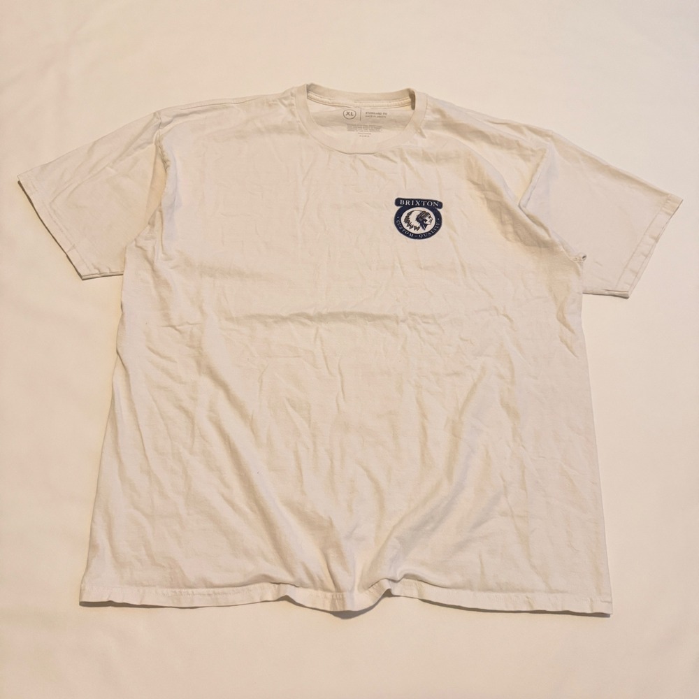 Brixton Graphic T-Shirt Mens XL White Short Sleeve Custom Quality Logo Tee
